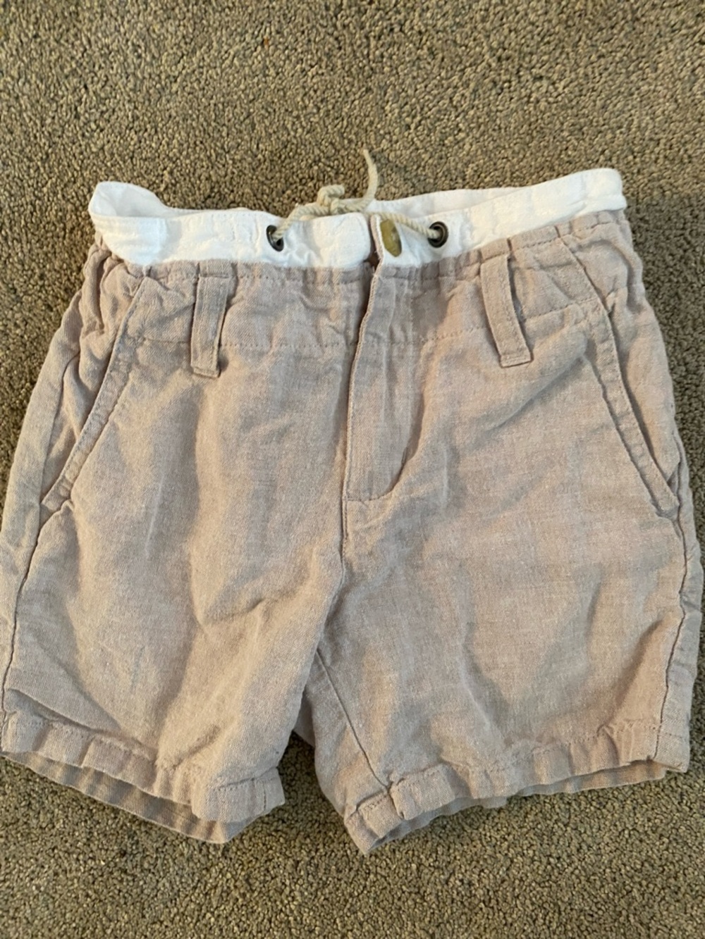 Janie and Jack Cream linen Waistband Shorts
